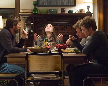 Dennis Quaid, Thomas Hayden Church, Ellen Page. Sititing around the dinner table in Smart People