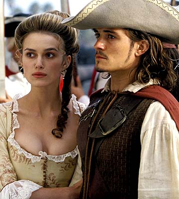 Keira Knightly & Orlando Bloom as Elizabeth Swann & Will Turner