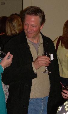 Chris Cooper has a glas of wine while chatting with fans at Plymouth Plantation