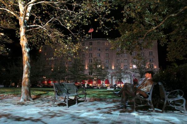 Fairmont Copley all lit up for the Hollywood movie 
