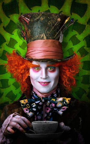 Johnny Depp is shown as The Mad Hatter from the upcoming film 