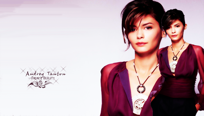 Audrey Tautou - french beauty in bright fucshia dress