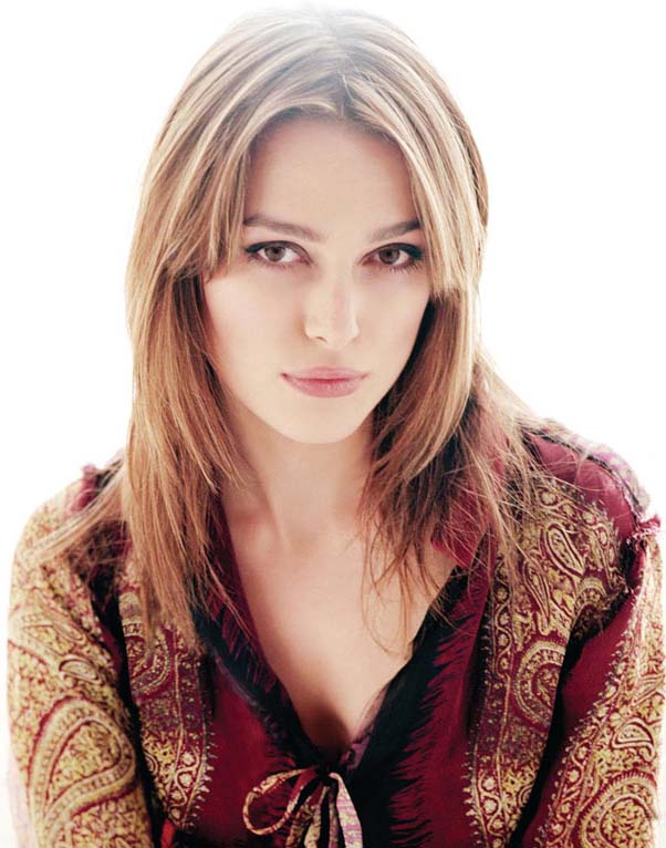 Keira Knightly in red paisley top