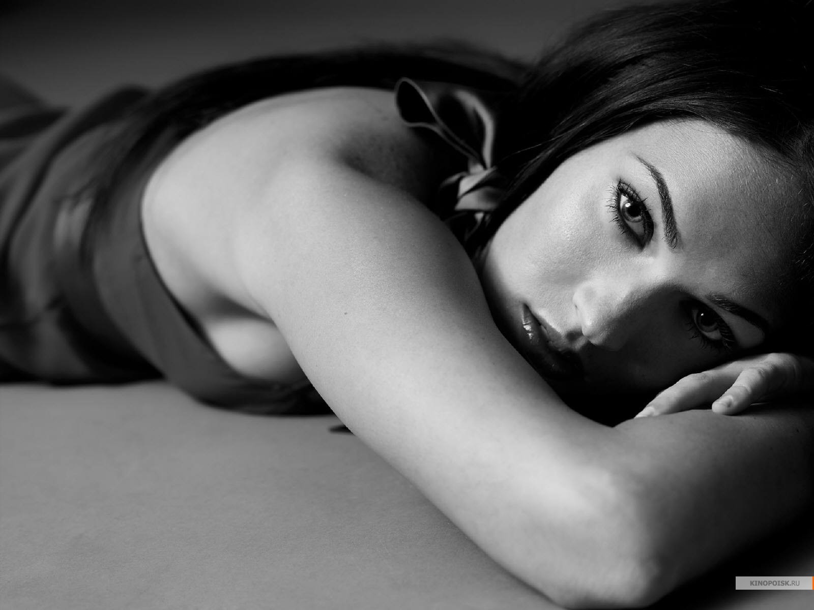 Megan Fox - black and white lying face down