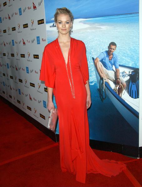 Yvonne Strahovski - floor length low cut red gown